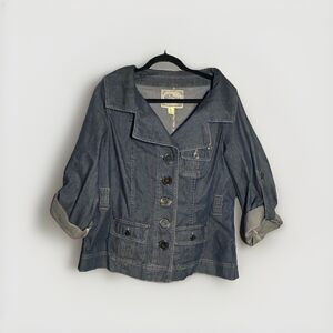 Filmore California  100% Cotton Denim Chore Jacket XL Military Barn Safari Style